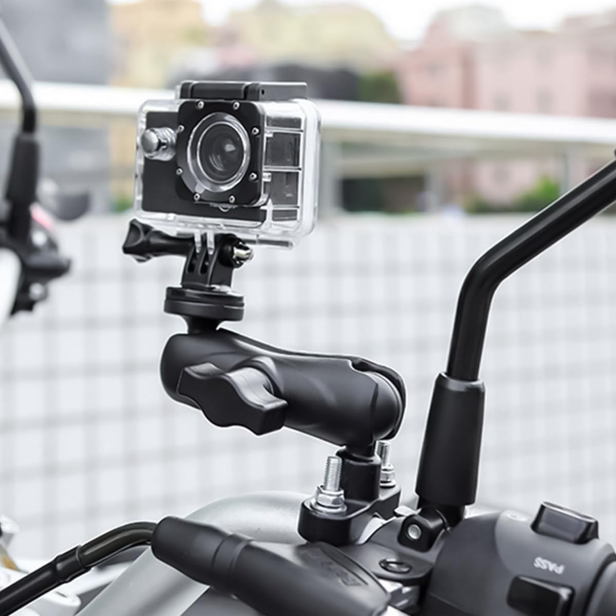 STHIRA Action Camera Bike Mount for 19–33mm Handlebars with Screw-Fixed Design | Rotatable Aluminium Holder