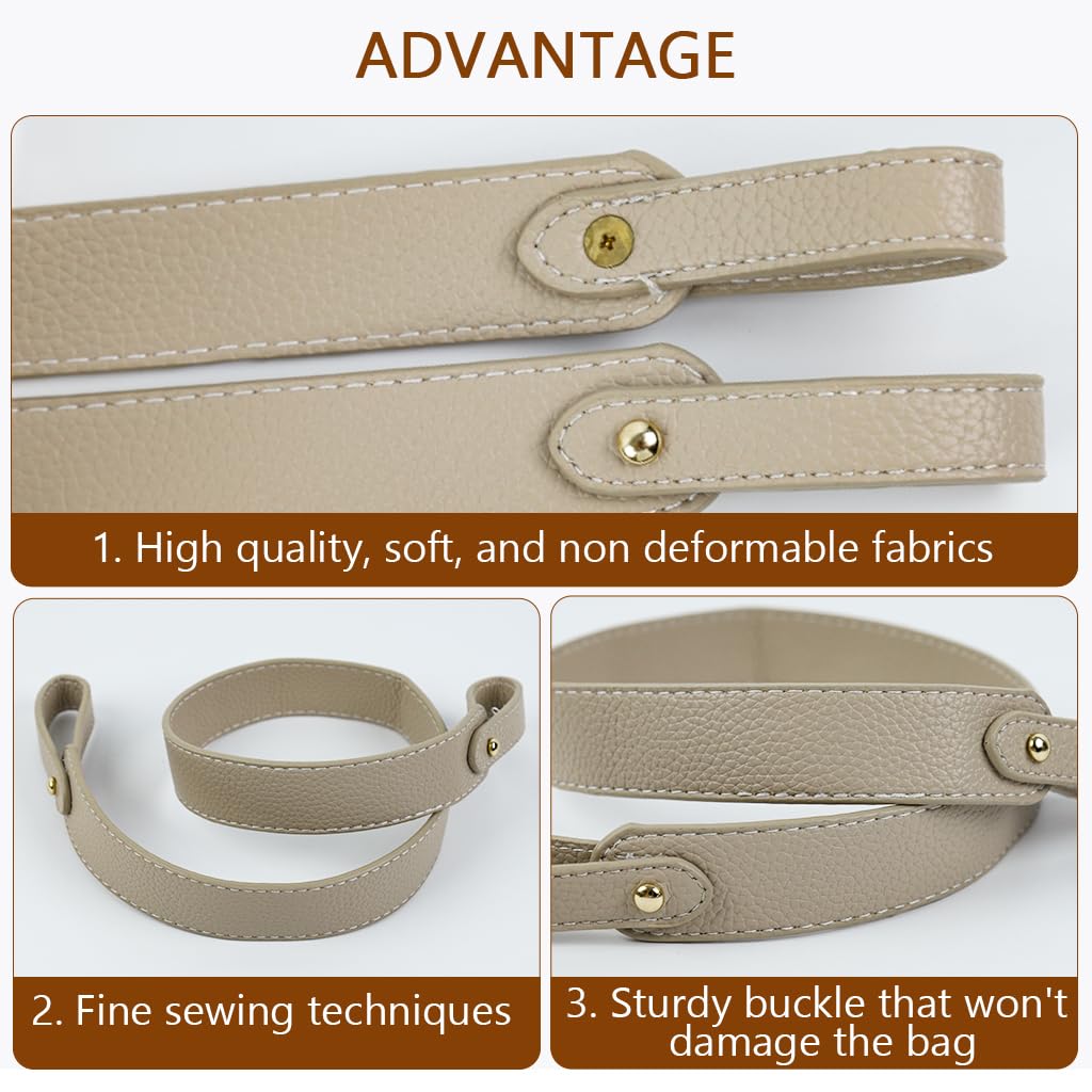 PALAY Purse Bag Handles for Shoulder and Crossbody Bags with Snap Button Closure | 23.6 in Adjustable PU Straps in Black & Beige