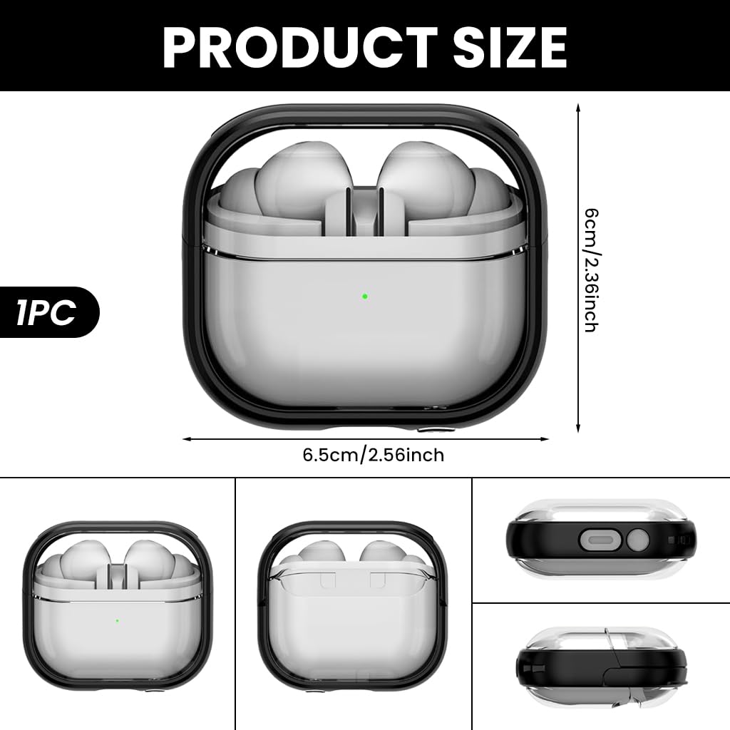 ZORBES Earbud Case Cover for Galaxy Buds 3 and 3 Pro with Folding Bracket | Clear Shockproof Rubber Protection