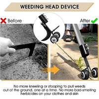 HASTHIP® 2 in 1 Pull Weeder for Driveway Patio Sidewalk, Crack and Crevice, Wheeled Carbon Steel Weeder Head, Stand Up Weeder Hand Tool Without Handle