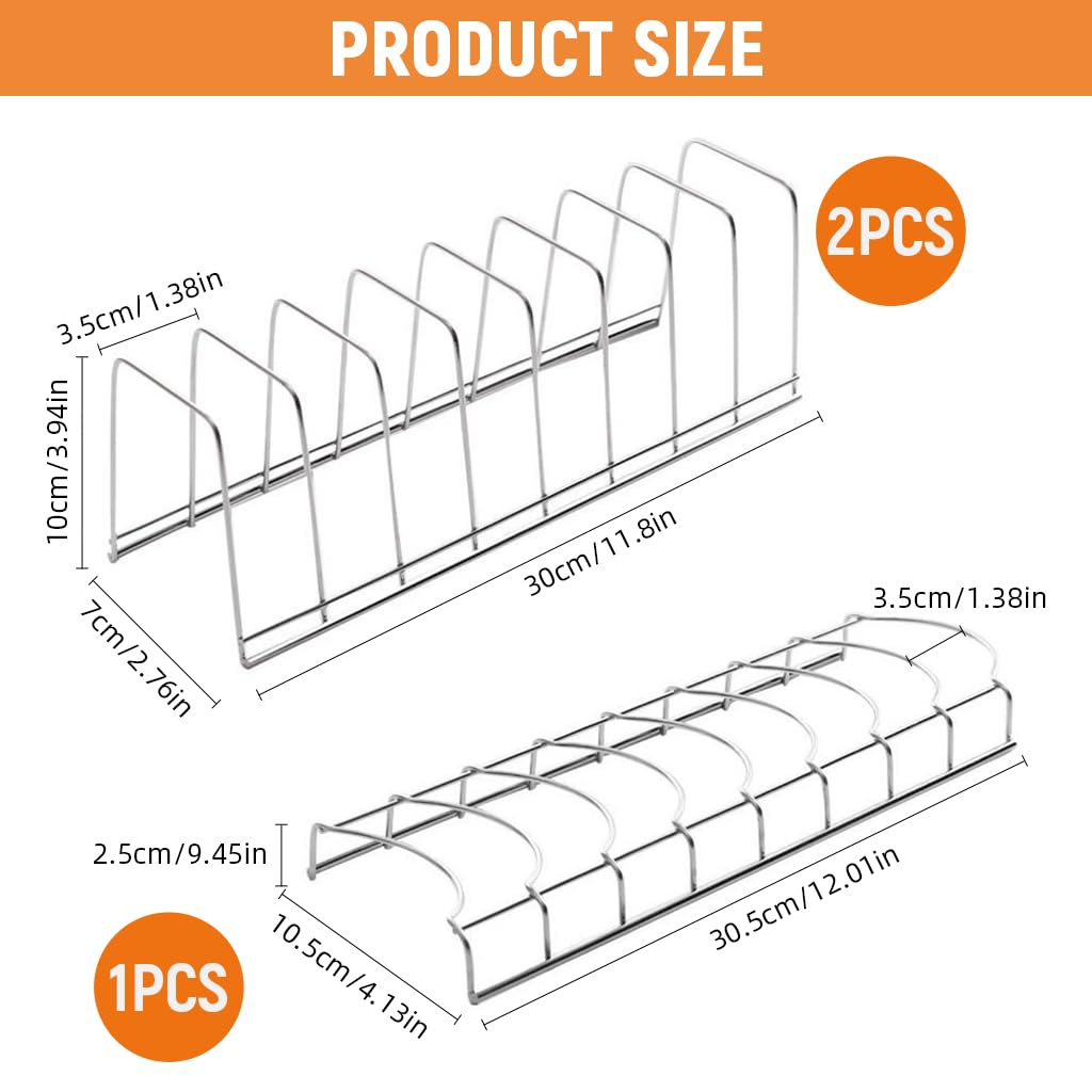 Supvox® Kitchen Dishes Holder Bowl Organizer Combo Set of 3pcs Dish Plates Bowl Drying Holder 8-Slot Design Stainless Steel Dinnerware Organizer Drying Racks for Dishes, Plates, Bowls