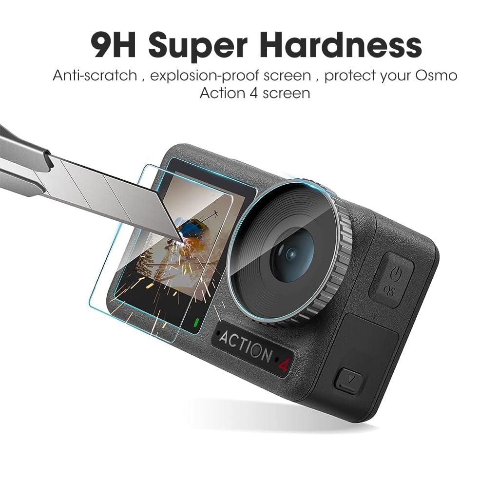 Screen Protector for DJI Osmo Action 2 with 9H Tempered Glass and Bubble Free Installation | Set of 6