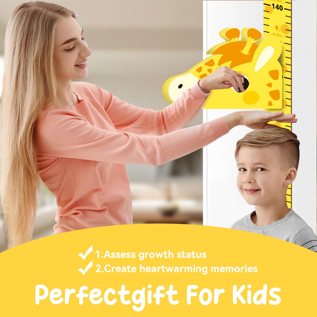 PATPAT® Height Growth Chart for Kids Room 70-180cm Ruler with Magnetic Cartoon Giraffe Marker Decor 3PCS