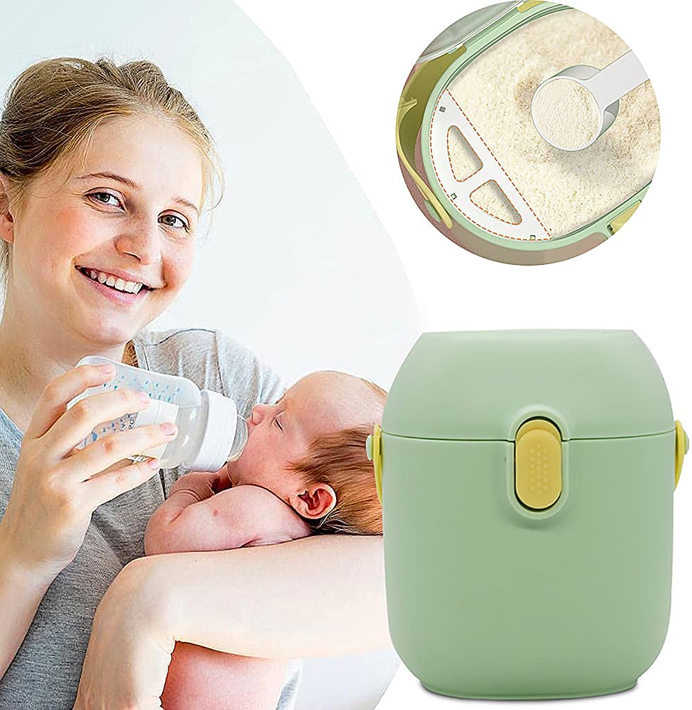 SNOWIE SOFT Baby Formula Dispenser, Portable Milk Powder Dispenser Container with Carry Handle and Scoop for Travel Outdoor Activities with Baby Infant Green