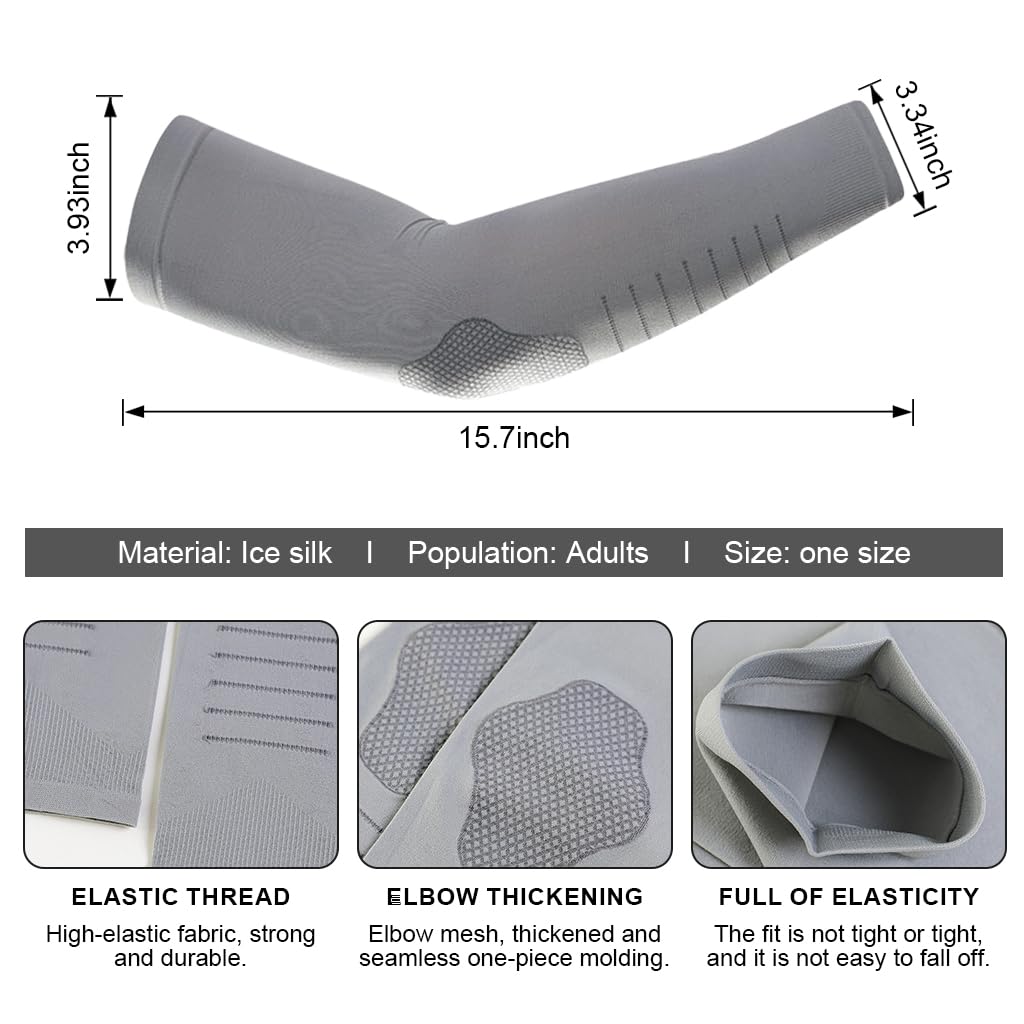 GUSTAVE Arm Sleeves for Men UPF 50+ Sun Protection with Ice Silk Cooling & Quick Dry Fit