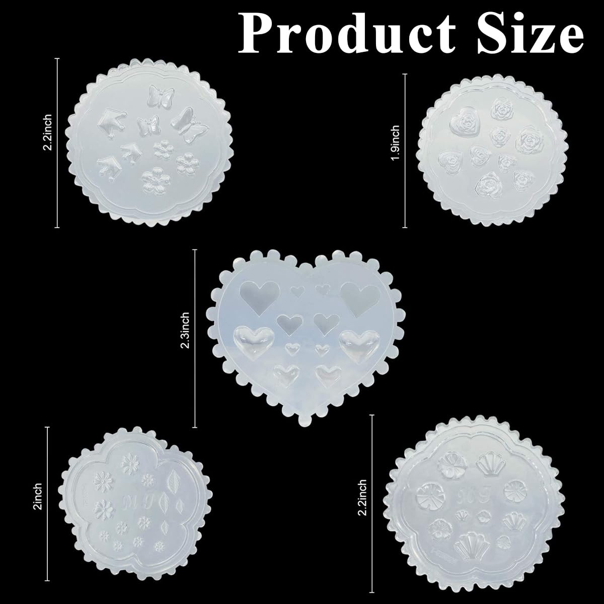 HASTHIP® 5Pcs DIY Nail Charms Resin Mold 3D Nail Art Mold Silicone Resin Mold Decorative Floral Nail Charm Silicone Mold for Resin DIY Nail Art Charms Making Tools