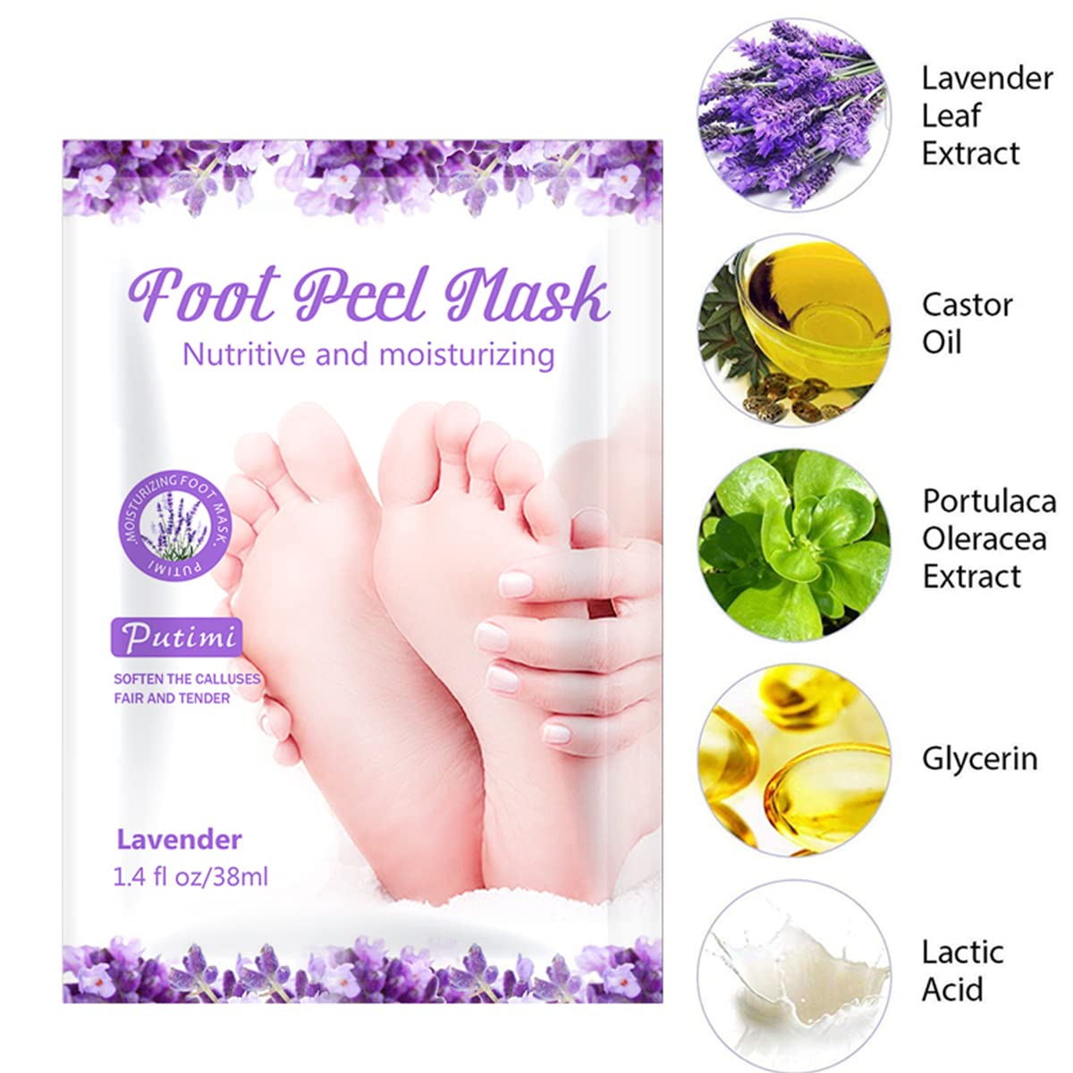 HANNEA Foot Peel Mask for Dead Skin Removal with Natural Lavender Essence | 2 Pairs for Women