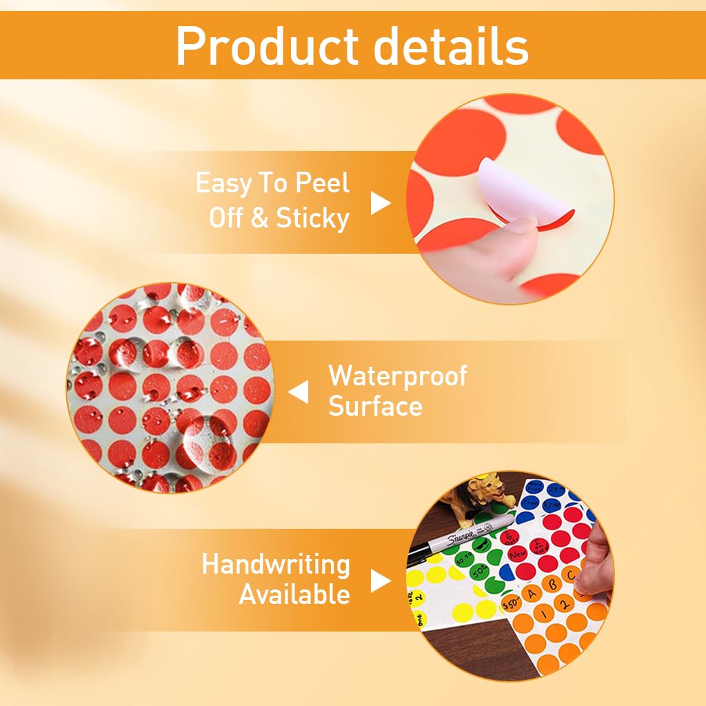 HASTHIP Colored Dot Stickers for Labeling and Organization with Easy Peel Design | 10 Sheets 6mm Round Labels