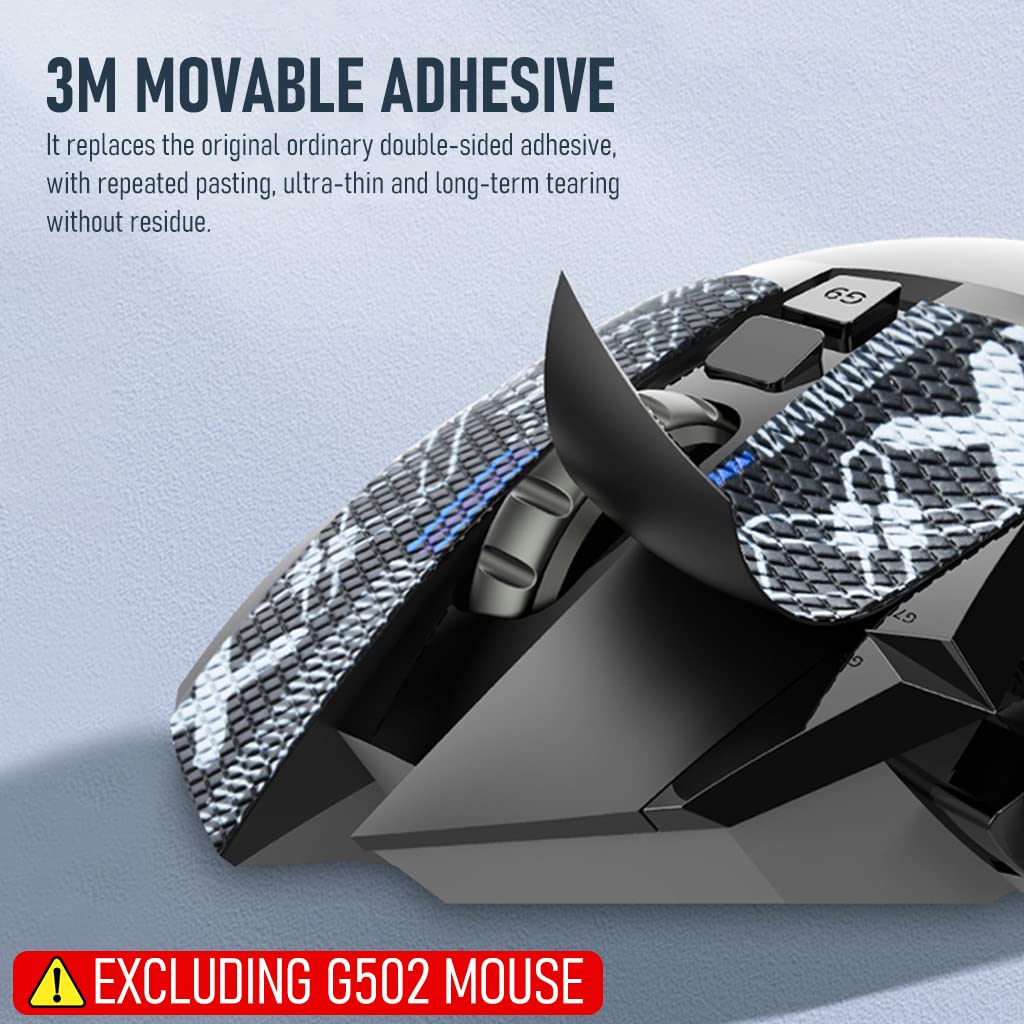 Mouse Grip Tape for Logitech G Pro Wireless featuring Pre‑Cutted Self‑Adhesive Anti‑Slip Skin | Light Black