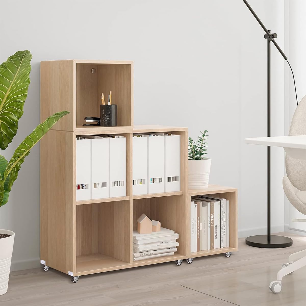 HASTHIP L Shaped Caster Wheels for Furniture with 360 Degree Swivel Plate and TPE Rubber Set of 4 1 inch Load 200 lbs