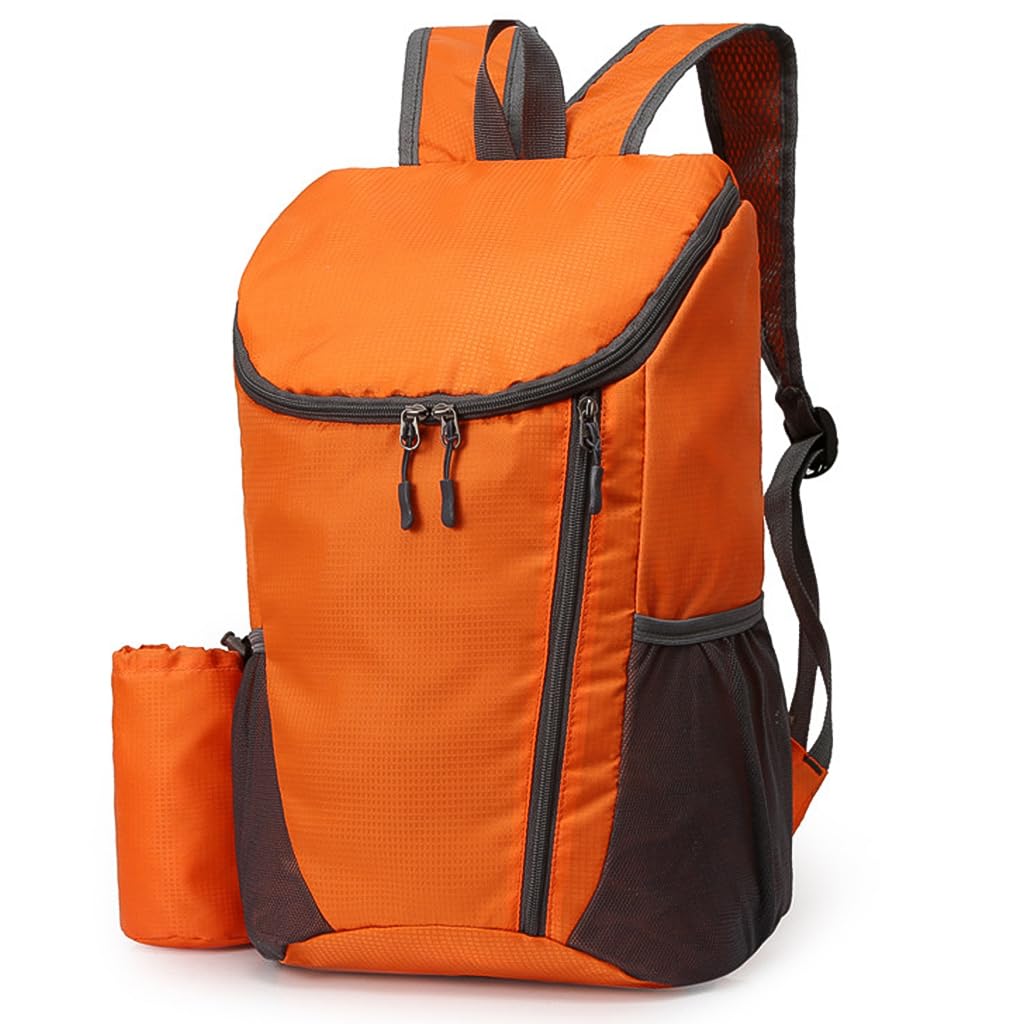 Venzina Travel Backpack for Hiking and Camping with 20L Capacity and Foldable Design | Lightweight Water Resistant Orange Bag