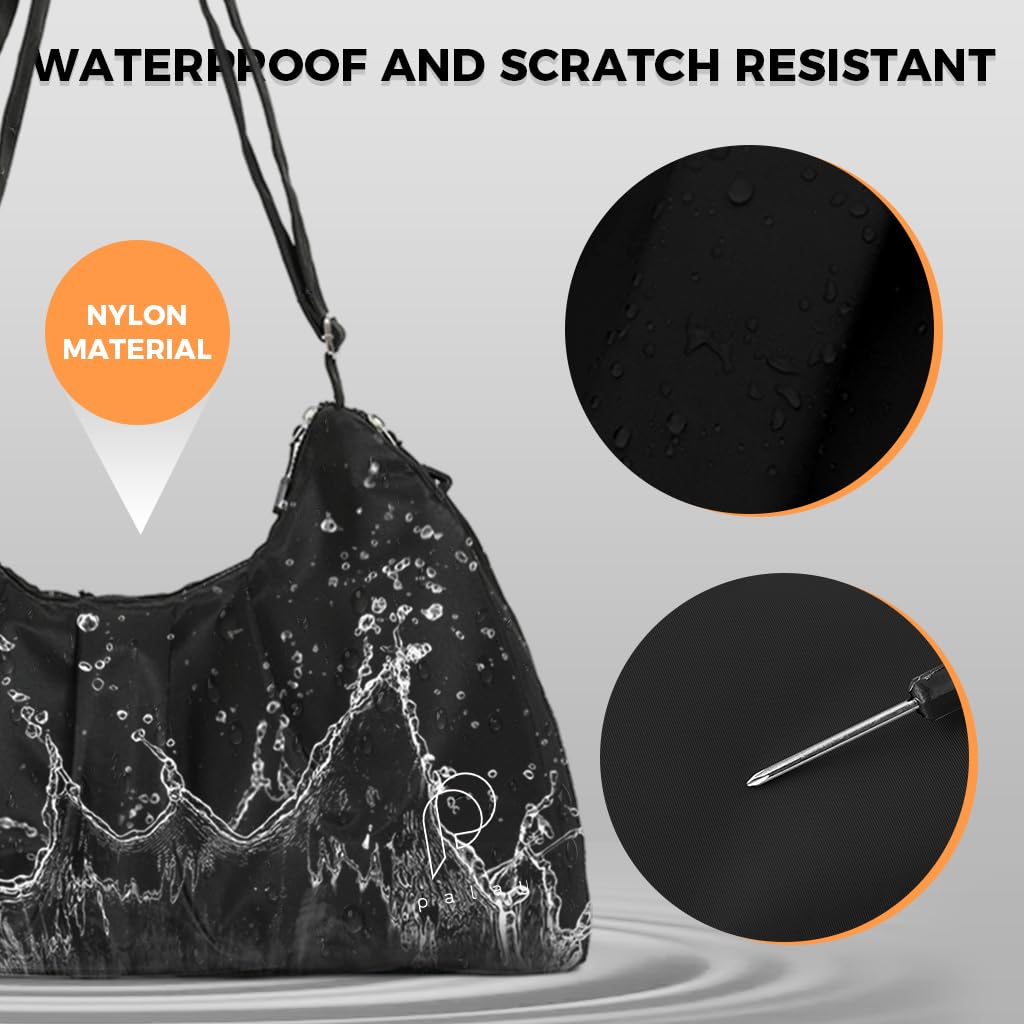 PALAY Women Gym Bag for Travel and Fitness with Shoe Compartment | Waterproof Nylon Black