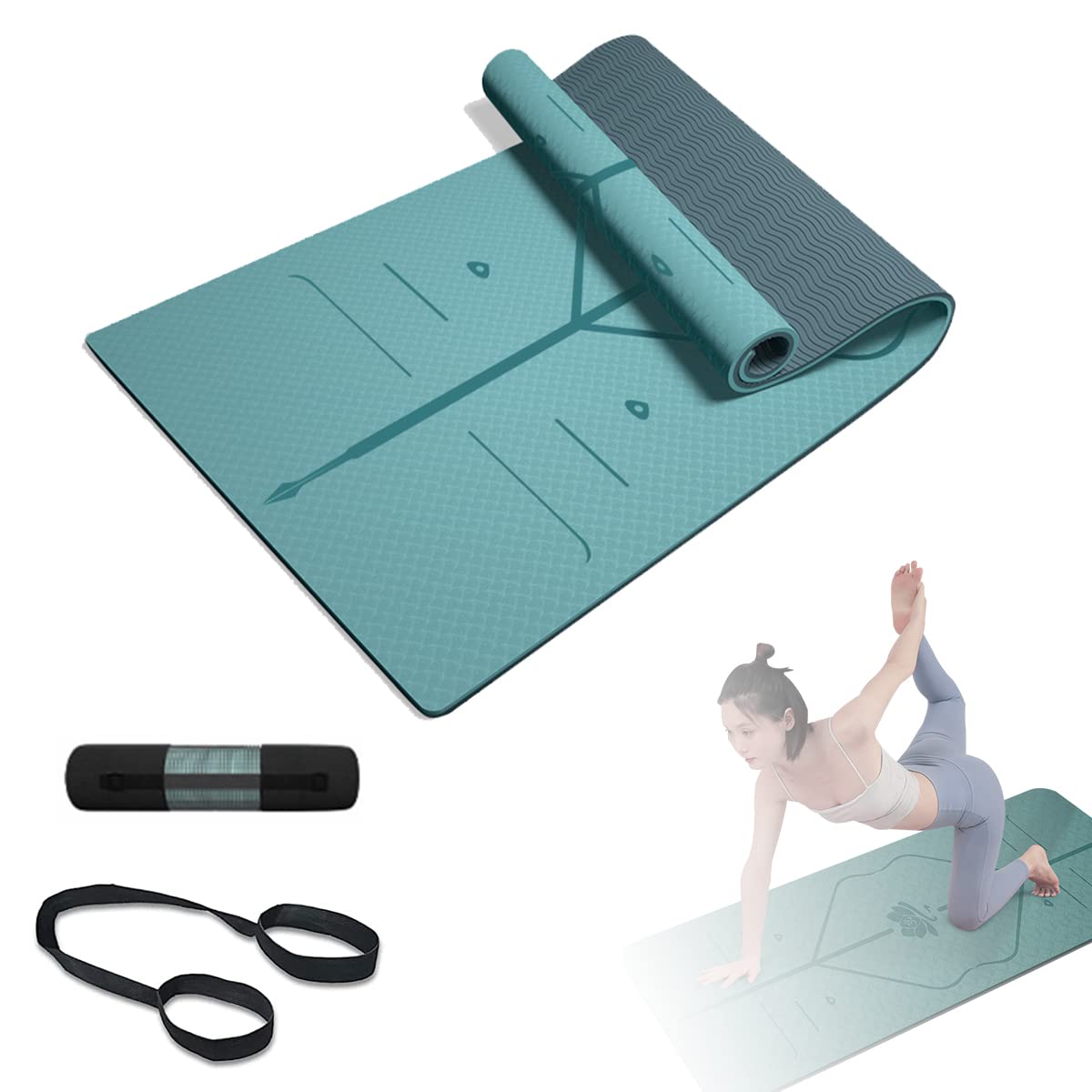 Proberos Yoga Mat for Home Gym and Outdoor Workout with Double Sided Non Slip TPE 183×80×0.8cm