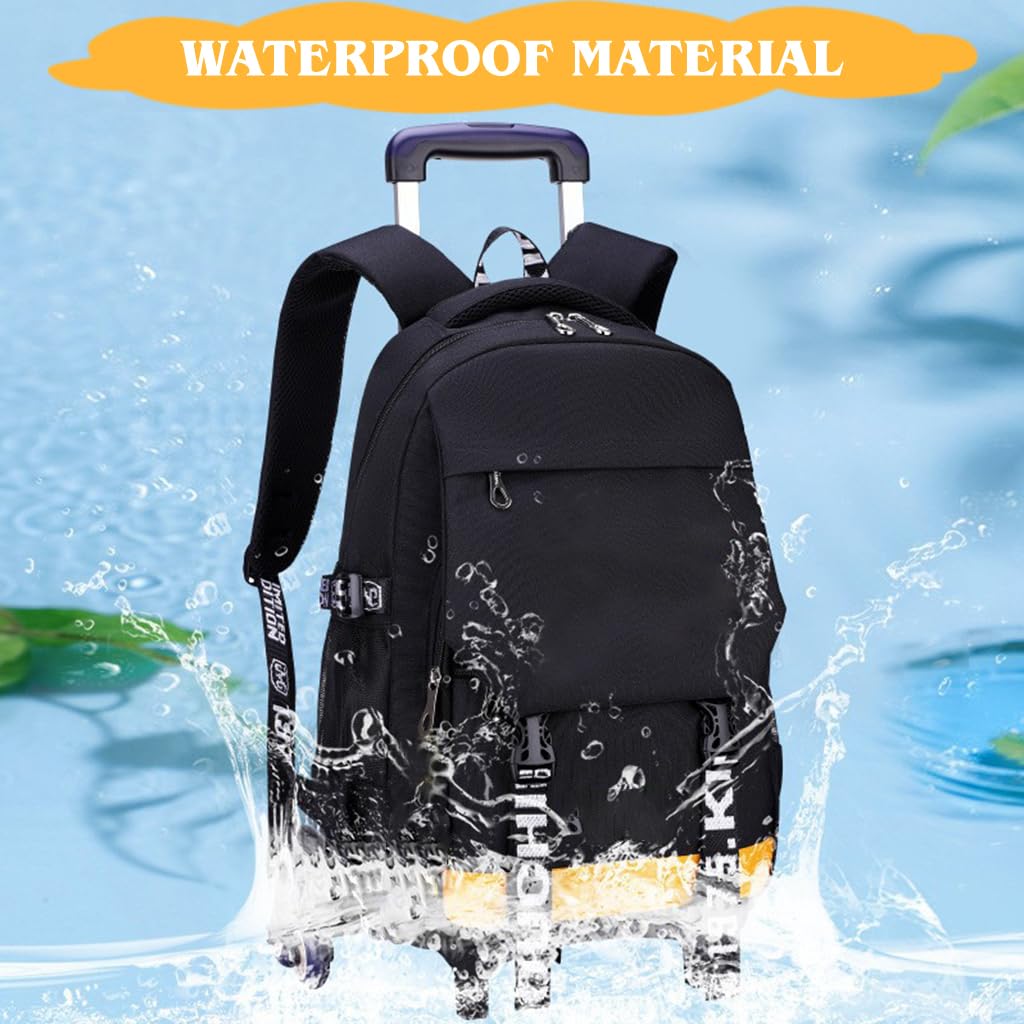 Climberty School Bag for Kids featuring Dual 3 Wheel Trolley and Detachable Stand | PU Backpack