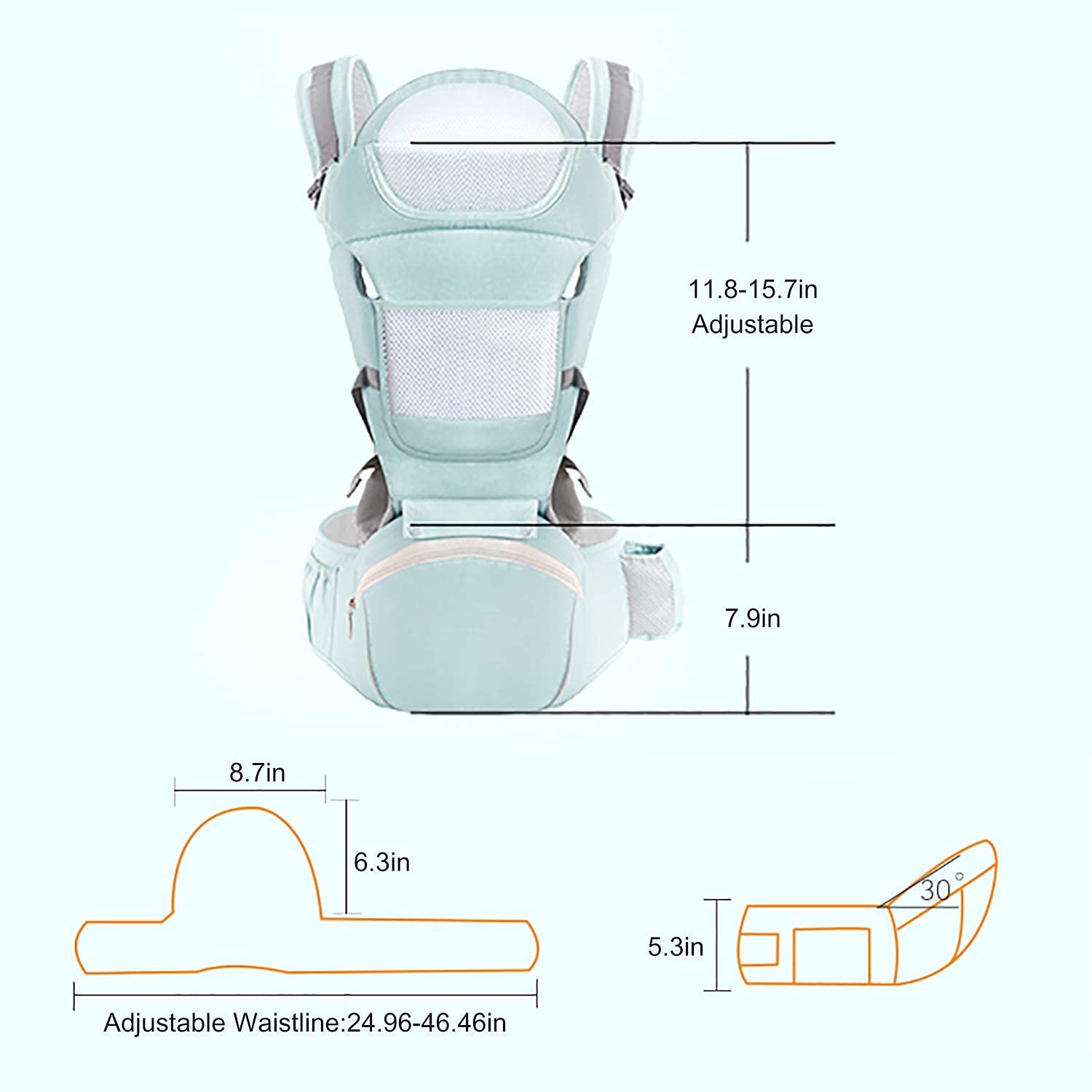 SNOWIE SOFT Baby Carrier with Lumbar Support and 6‑in‑1 Ergonomic Design for 30 kg | Breathable Cotton & Reflective Safety Strip