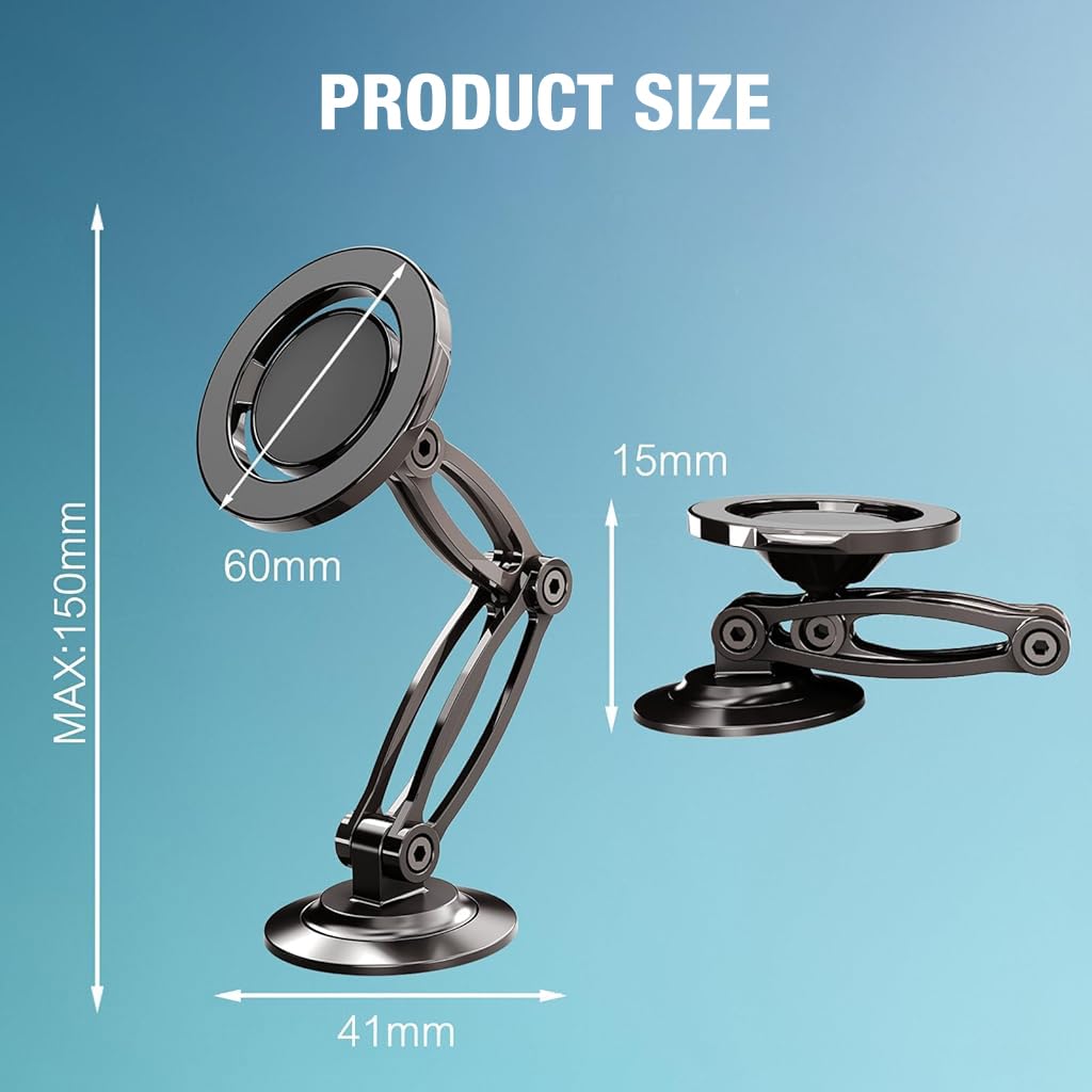 ZORBES Car Magnetic Phone Holder for Dashboard with 360° Rotation and Folding Arm Design
