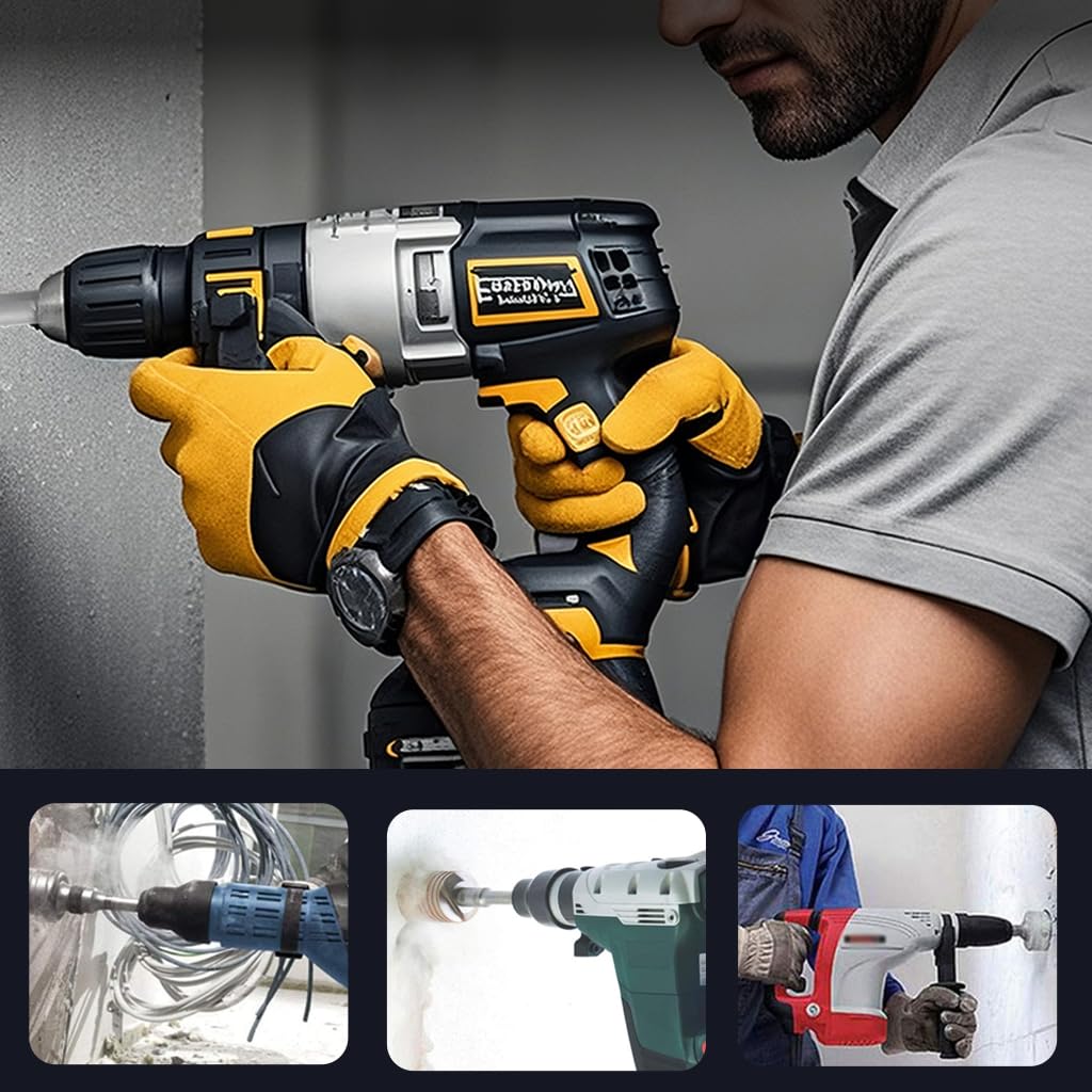 Serplex Concrete Hole Saw Set for Brick and Stone with SDS Plus Adapter | 30 40 50mm Carbide Core Drill Bits