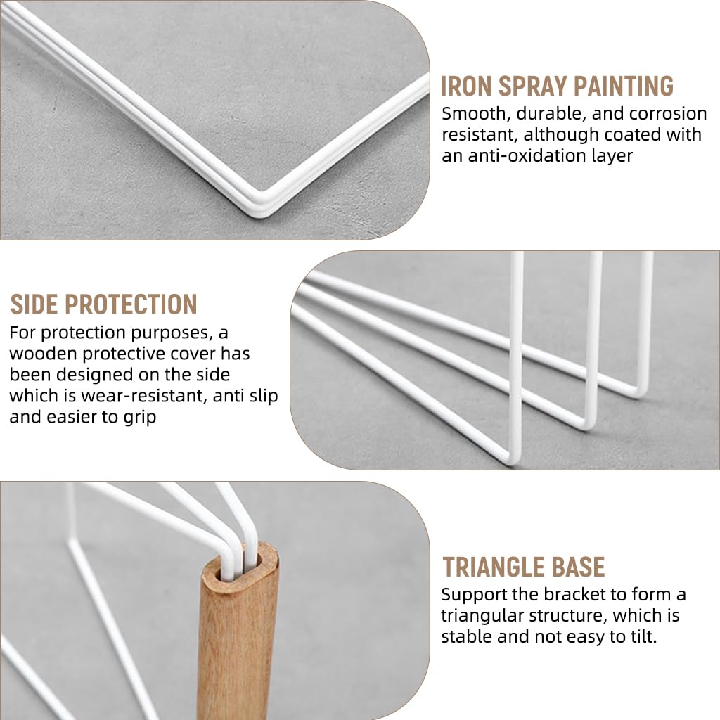 HASTHIP Hand Towel Stand for Countertop with Folding 3 Arms 10.83×0.98×9.84 in | Metal Frame and Wooden Handle