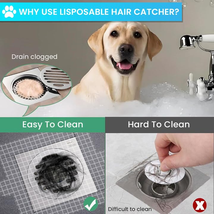 HASTHIP Disposable Shower Drain Hair Catcher for Bathroom and Sink | 10Pack 6 x 6 in Mesh Stickers