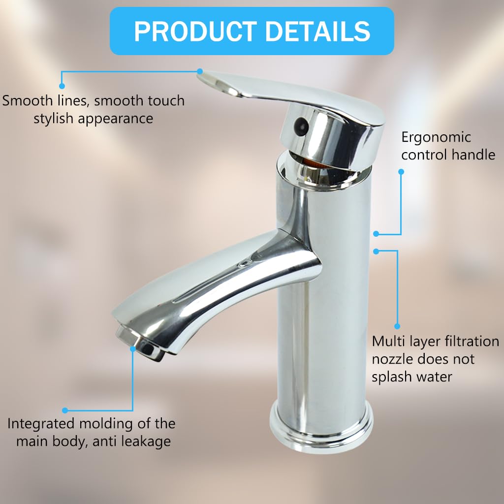 HASTHIP® Bathroom Mixer Tap Bathtub Faucet Single Handle Cold and Hot Faucet Basin Faucet Chrome Finished ABS Modern Mixer Tap for Kitchen, Bathroom