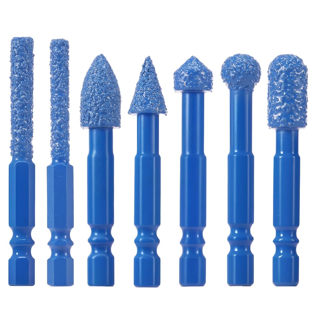 Serplex Rotary Rasp Drill Bits Set for Woodcraft with 7 Shapes and Diamond Coating | DIY Crafting
