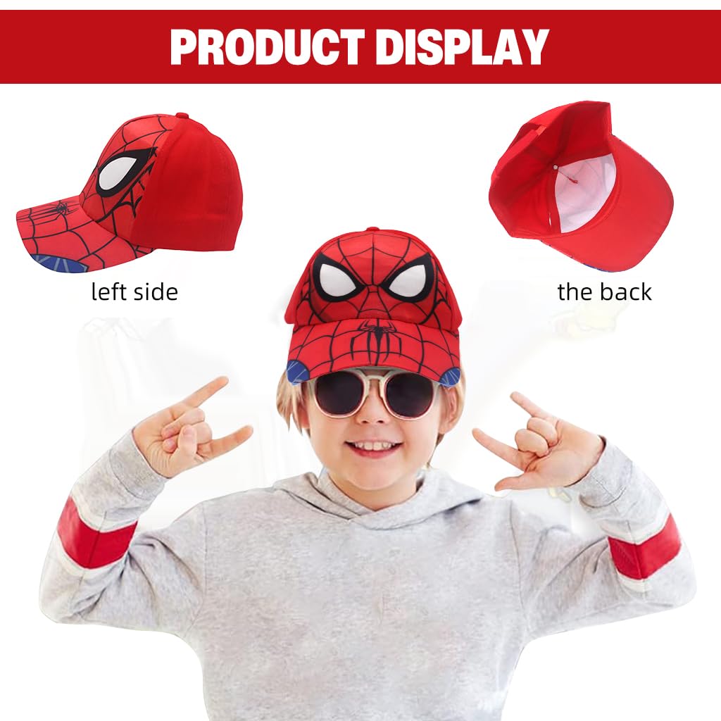PROBEROS Red Superhero Cartoon Cap for Kids featuring Adjustable Fit and Lightweight Comfort