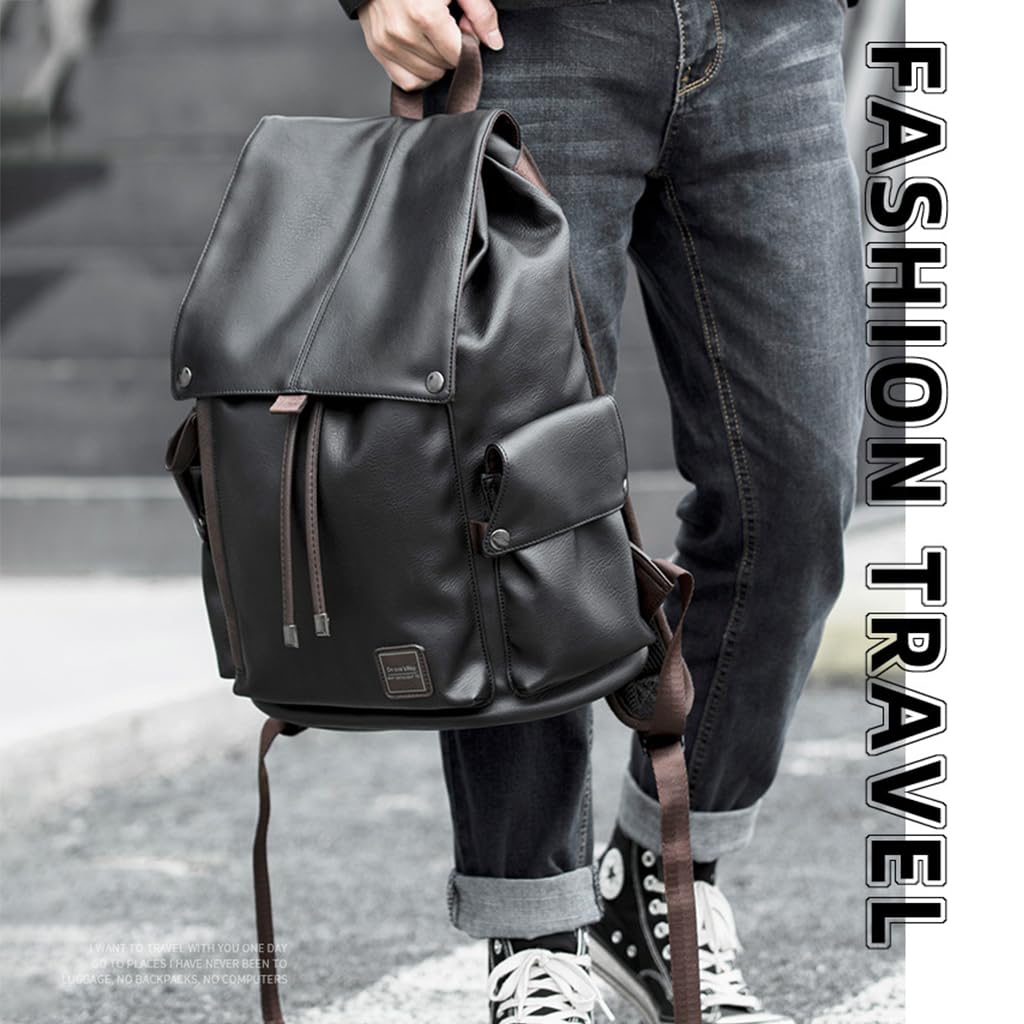 GUSTAVE Laptop Backpack for Business and Travel with 15.6‑Inch Storage | Sleek PU Black