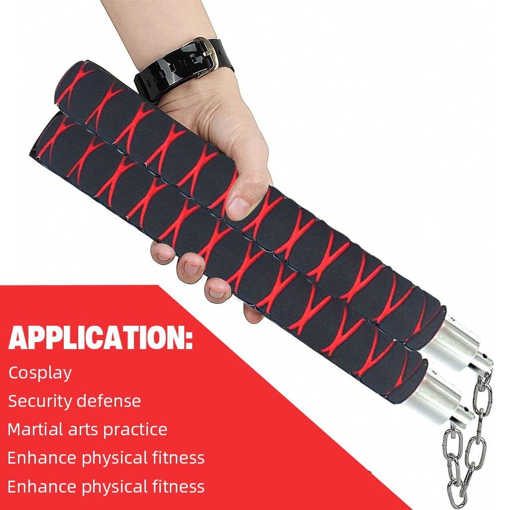 Proberos Practice Nunchucks for Karate with Safety Foam Padding PVC & Steel Core 11 in for Kids