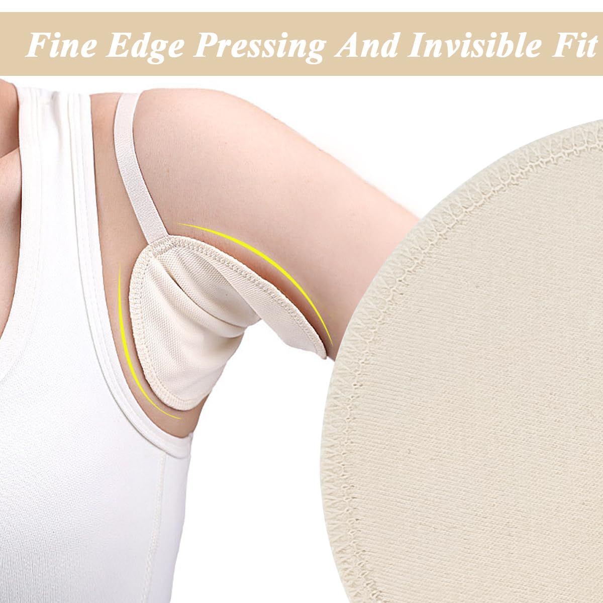 MAYCREATE® 2Pcs Sweat Pads for Underarms Women, Anti-slip Armpit Pads for Women Men, Sweat Absorbing Quick Dry Underarms Pad for Women, Washable & Resuable - Beige