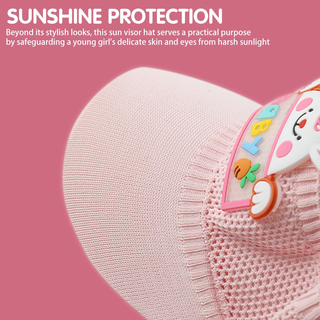 SNOWIE SOFT Sun Hat for Kids with Wide Brim and Stretchy Knit Fit 47–53cm | Pink Bunny Visor