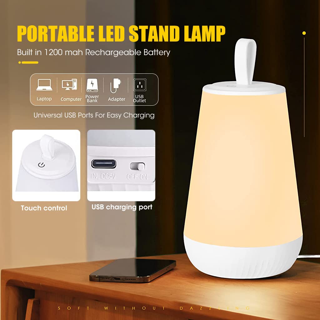 ELEPHANTBOAT RGBIC LED Night Lamp for Bedroom with 1200mAh Rechargeable Battery | Touch Control Color Modes for Kids