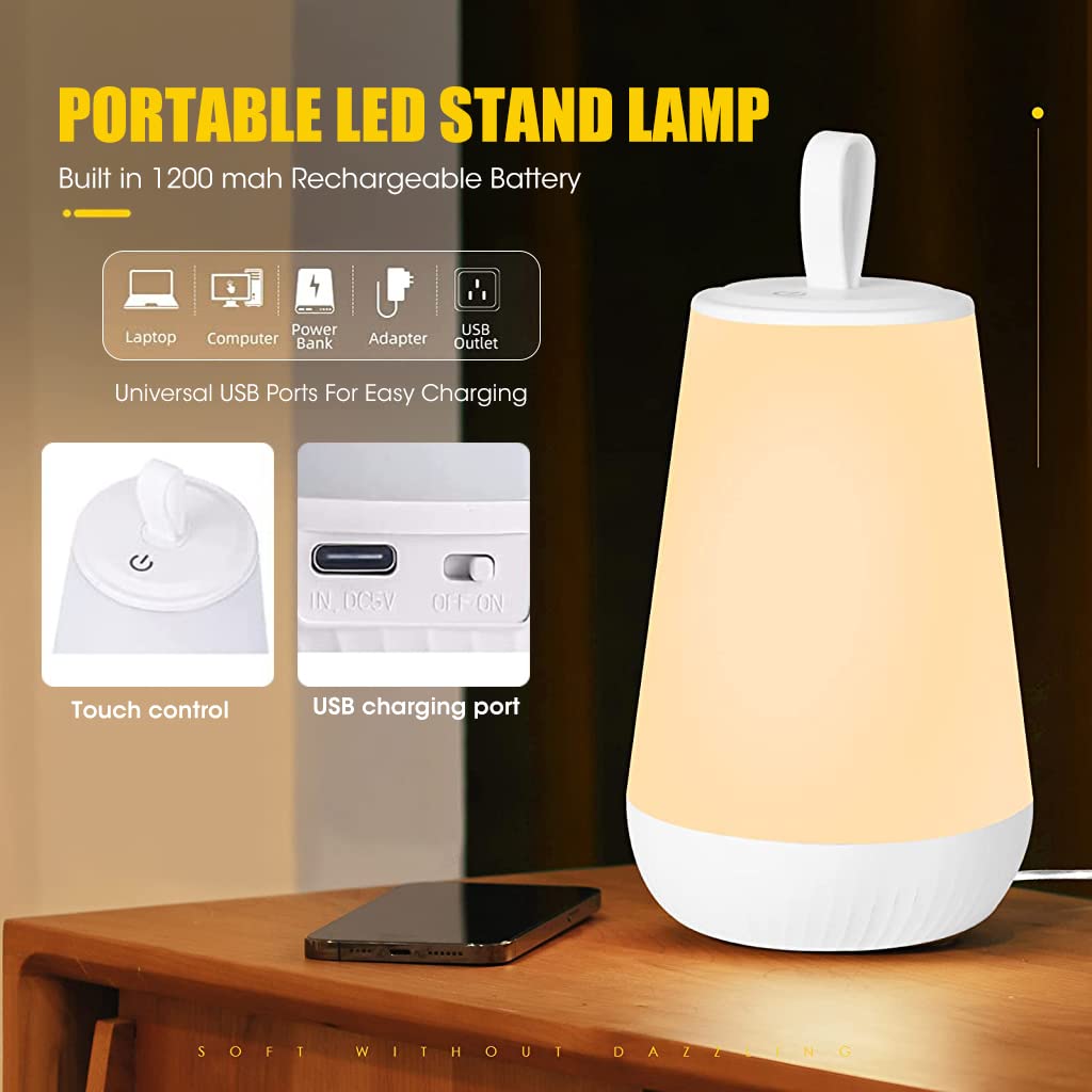 ELEPHANTBOAT® RGBIC LED Night Lamp for Kids Warm Light Night Light for Bedroom Nursery Night Light with Color Lighting Modes, 1200mAh USB Rechargeable Touch Lamp Night Lamp for Bedroom