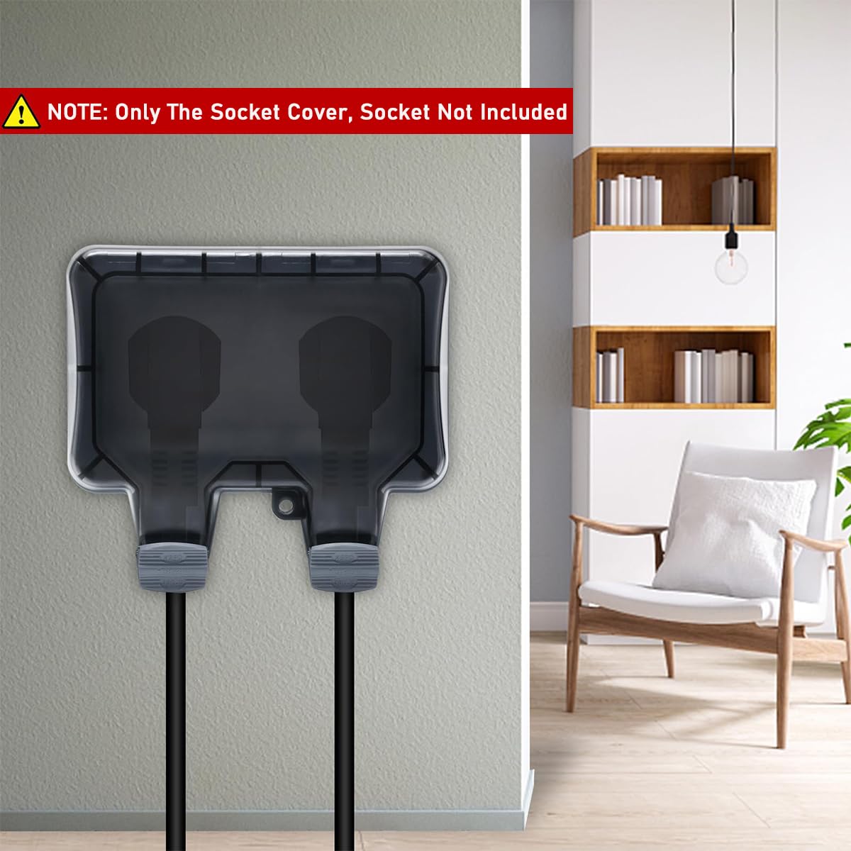 Serplex Socket Switch Cover for 86×146mm Duplex Outlet with Flip Up Lid and ABS Build | Waterproof Faceplate Protection