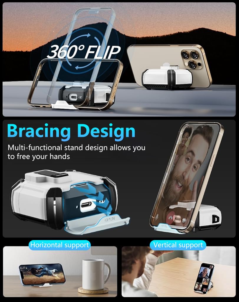 ZORBES AirPods 4th Generation Case with Secure Lock and Flip Lid in Sleek White TPU | Carabiner Attachment