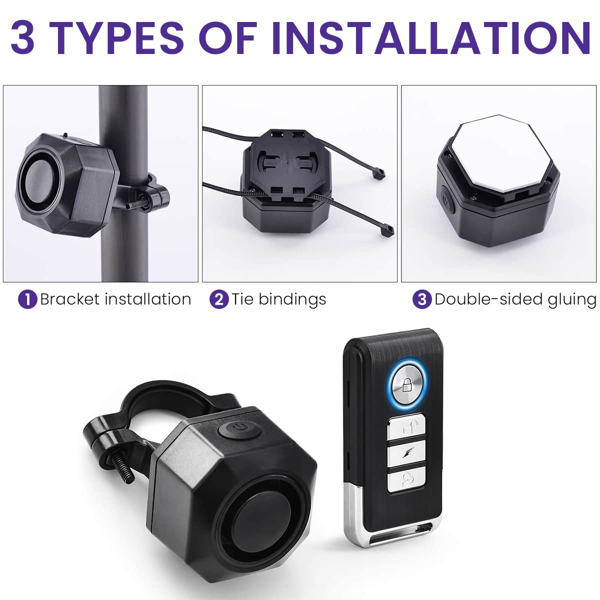 STHIRA Bike Alarm System for Motorcycles and Bicycles with 113dB Siren and 700mAh Rechargeable Battery | IPX5 Waterproof Remote-Control Security