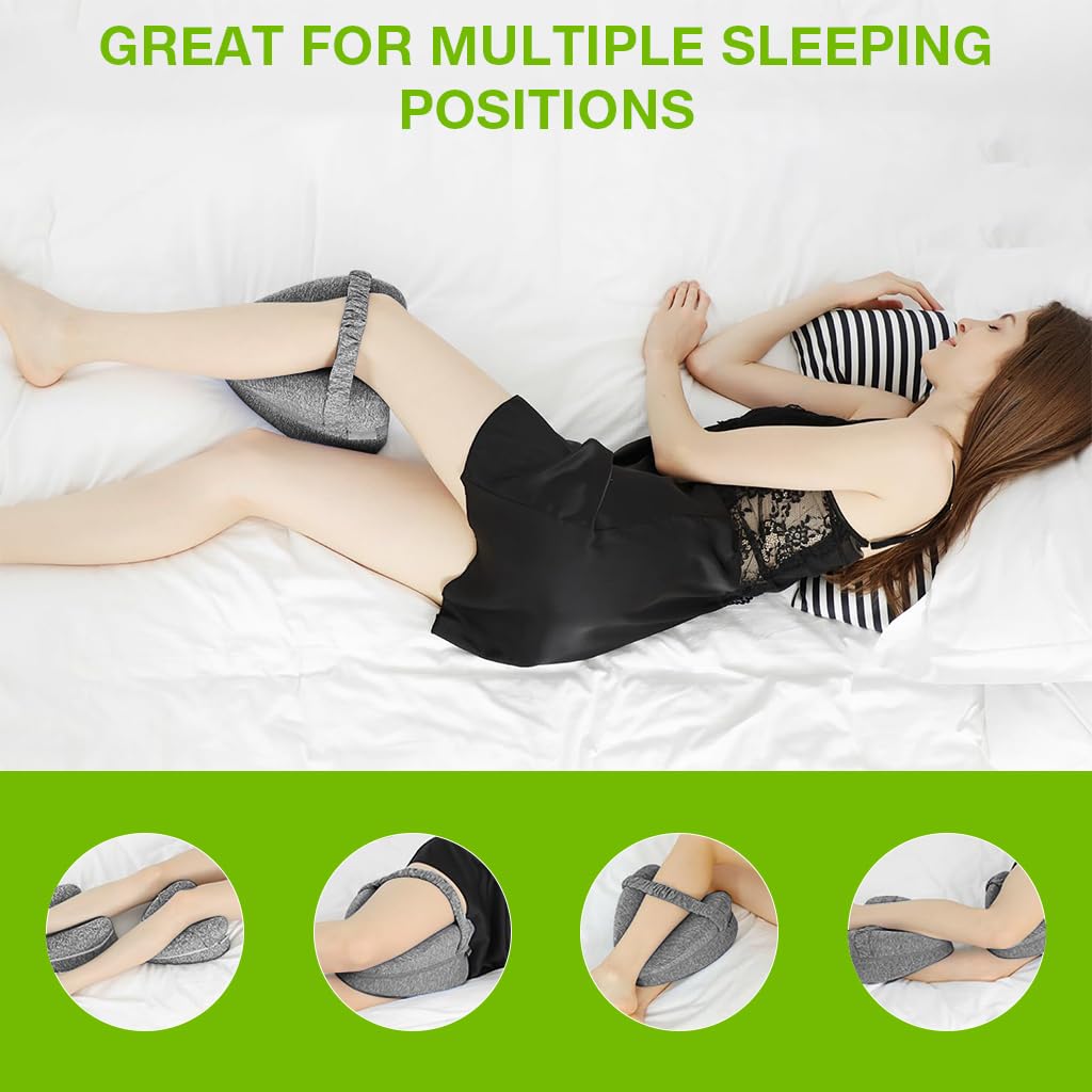 HASTHIP Cotton Knee Pillow for Side Sleepers with Ergonomic Contoured Shape and Washable Cover
