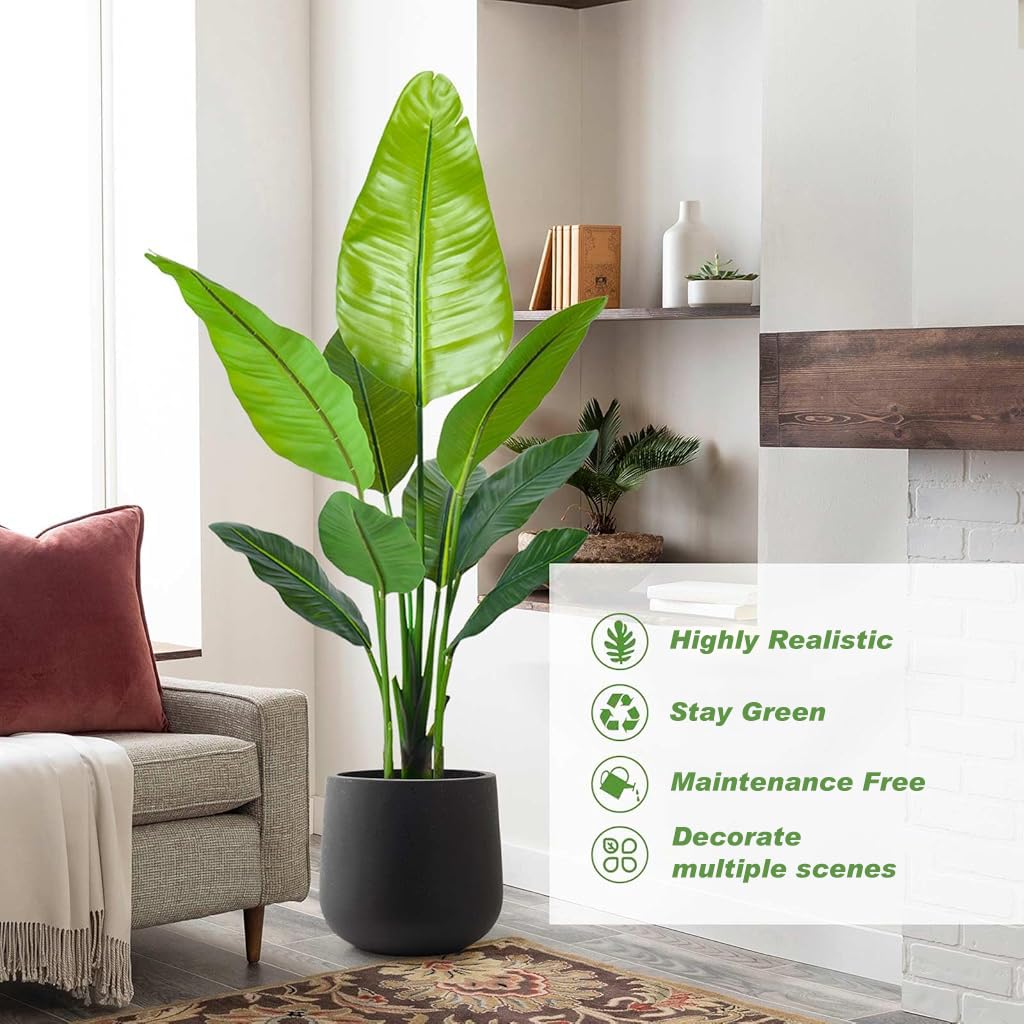 Supvox Artificial Green Plant Pot for Home and Office Decor with 47.2 in Potted Plant | Realistic Evergreen Foliage