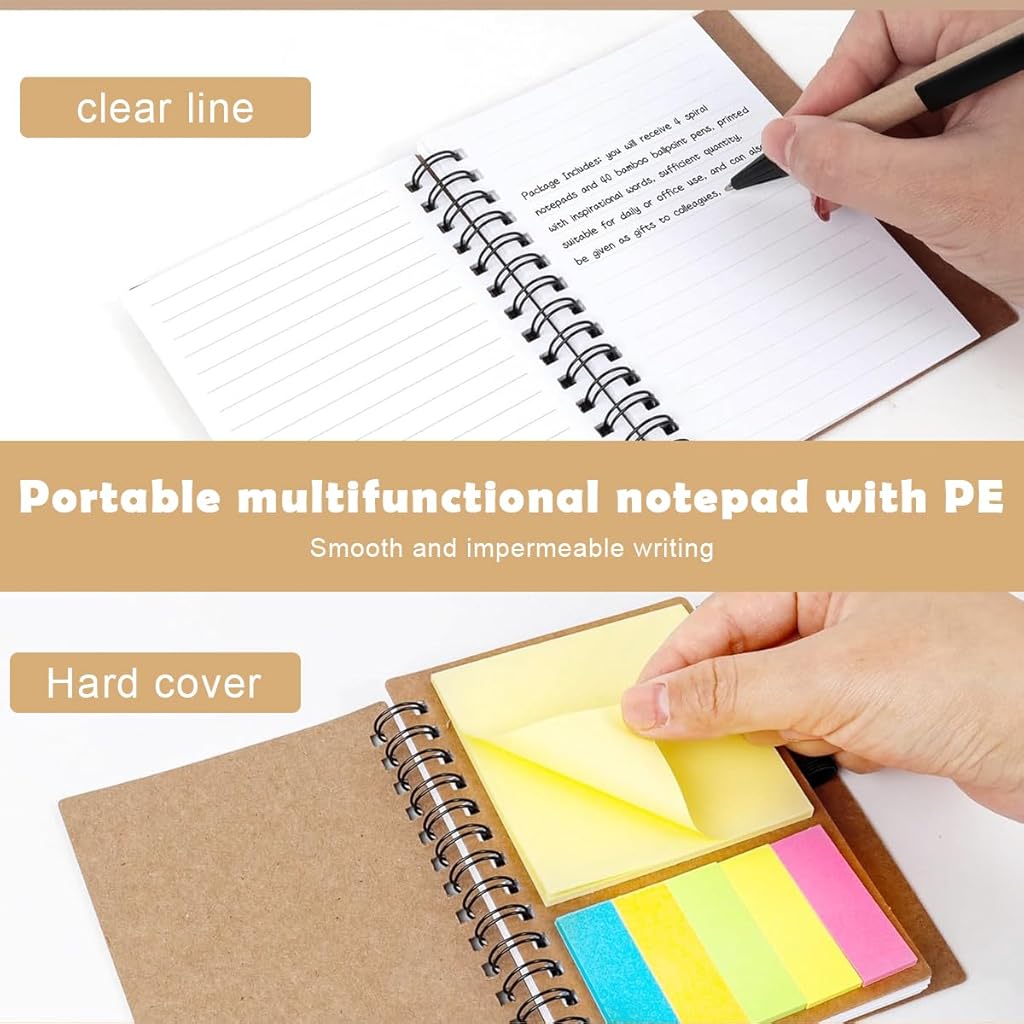 Climberty® 10Pcs Note Books 3 in 1 Convenient Notes Note Books Spiral Binding Journal Note Books with Convenient Sticky Notes and Labels Tags Office Appreciation Gift Motivational Gift Thank You Gift