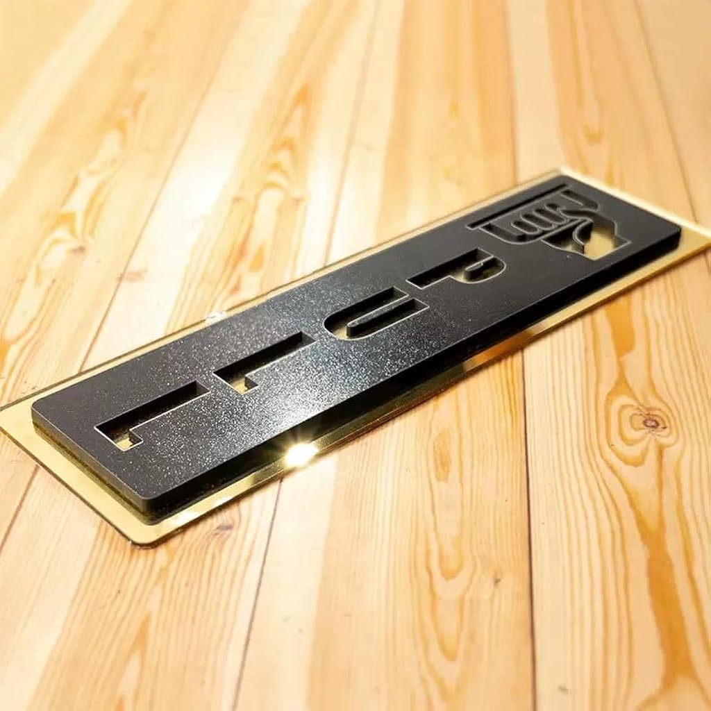 ZIBUYU® 2PC Push Pull Sign for Glass Door, Push Pull Office Products Golden Black Glass Door Acrylic Signage Sticker, Self-Adhesive 6.5 Inches Sign