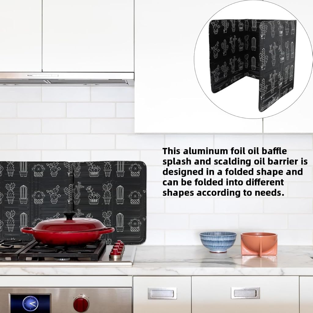 Supvox Oil Splatter Guard for Kitchen with Foldable 3 Panel Shield 28x32cm Aluminum Foil | Heat Resistant Wall Protector