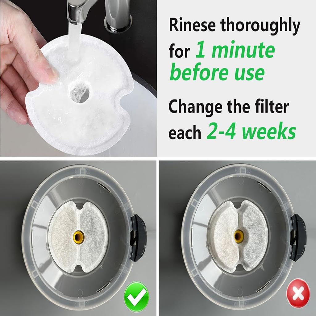 ZIBUYU Cat Water Fountain Replacement Filters 8 Pack with 4 Stage Filtration System | Safe Non Toxic Activated Carbon and Ion Exchange Resin for Clean Pet Hydration