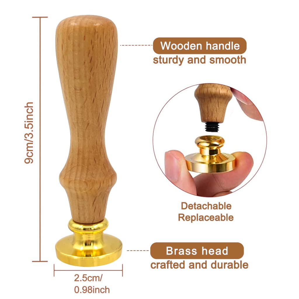 Supvox Wax Seal Stamp Kit for Cards and Gift Packaging with 7 Copper Seals and Wooden Handle
