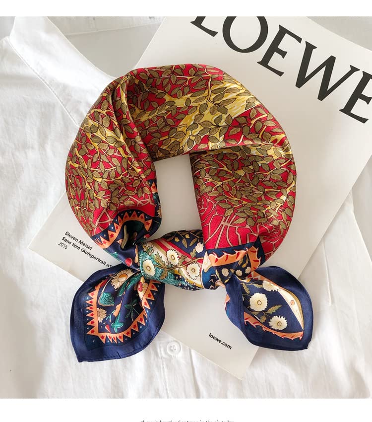 PALAY Satin Scarf for Women 43.5×43.5 in with Tree of Life Print | Silky Polyester Shawl