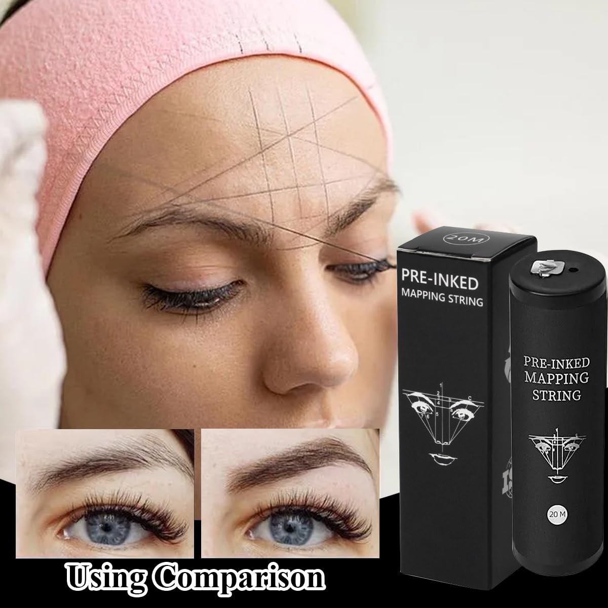 MAYCREATE Mapping String for Eyebrow Tattoo with Pre Coated Ink 20m | Symmetrical Brow Tool