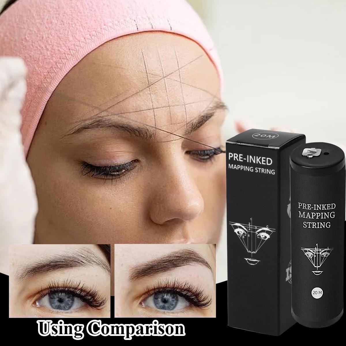 MAYCREATE® 20 Meters Mapping String Eyebrow Tattoo Pre-Coated Ink Mapping String for Microblading Eyebrow Mapping Eyebrow Tattoo, Mapping Tool for Symmetrical Eyebrow