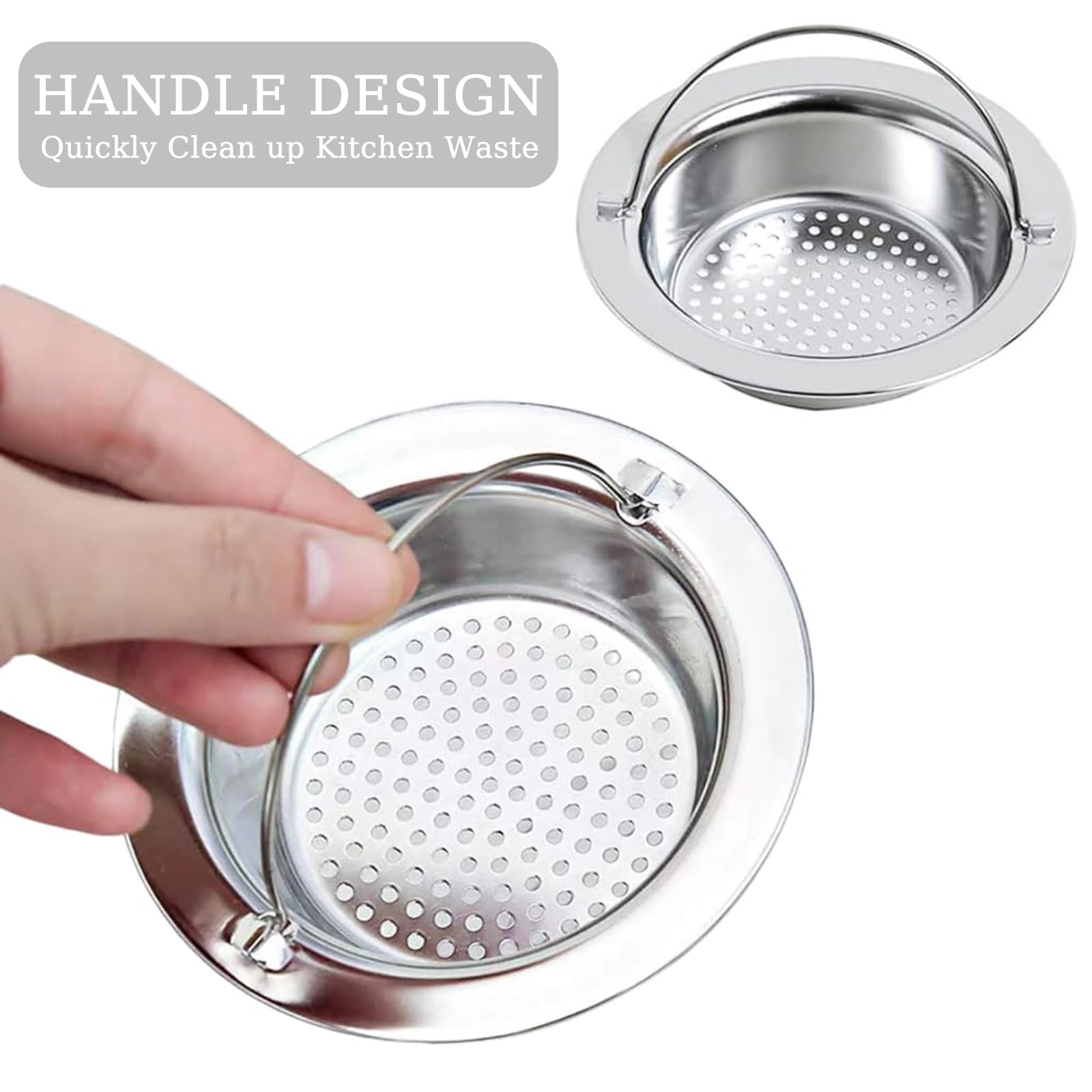 HASTHIP Sink Strainer for Bathroom and Kitchen featuring Anti-Clog Mesh 4.33 in | 2 Pack Stainless Steel