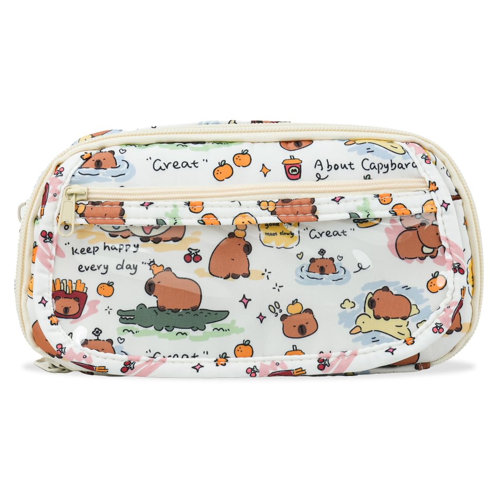 ZIBUYU Capybara Pencil Case for Students and Travel with 20x6x12cm Canvas Design | Cute Kawaii Organizer