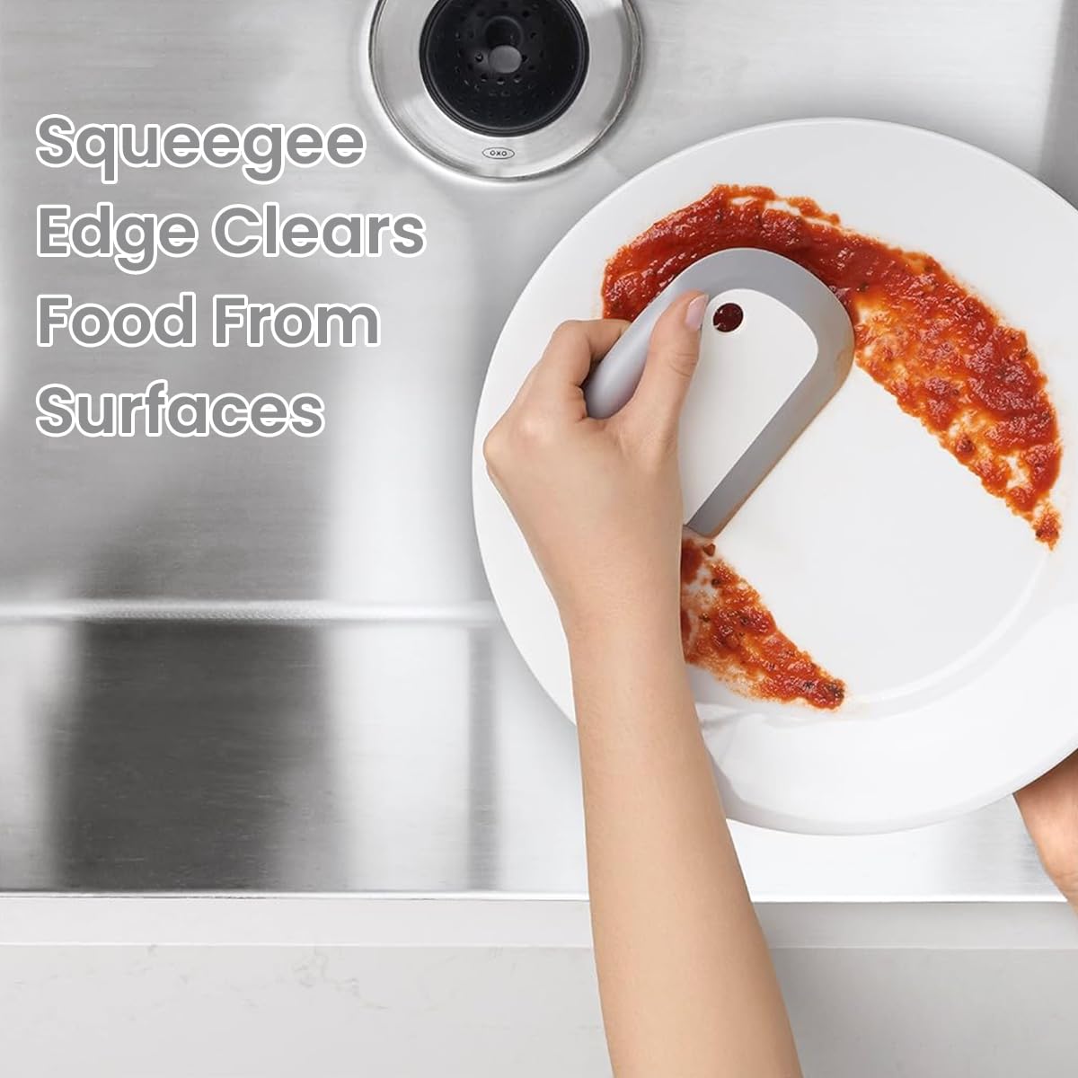 Supvox Kitchen Dish Cleaning Scraper for Stains and Residue featuring Soft Silicone Handle | Non Scratch for Sinks and Countertops