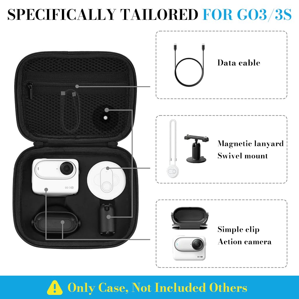 ZORBES Carrying Case for Insta360 GO 3S and GO 3 with Custom Compartments | EVA Hard Shell