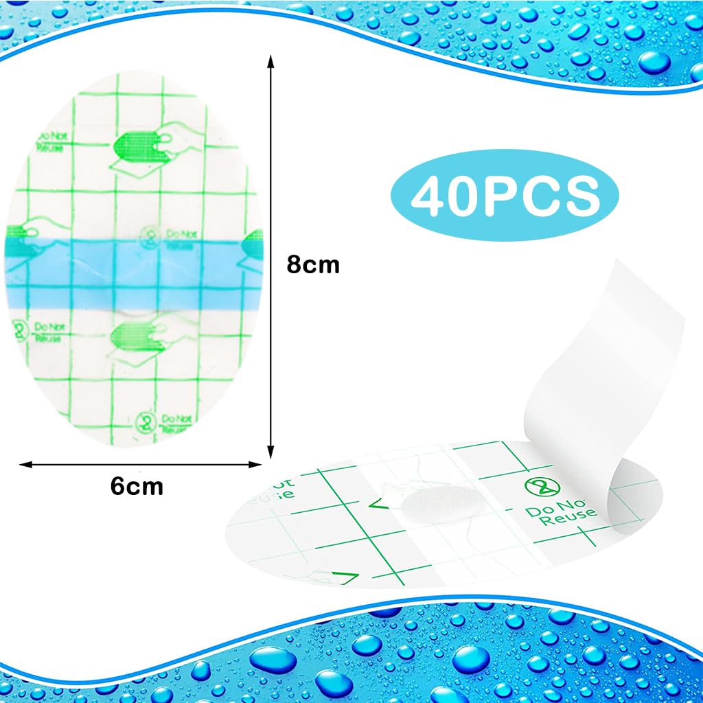 HANNEA Waterproof Ear Stickers for Shower and Swimming featuring PU Film & Sponge Plug 40pcs